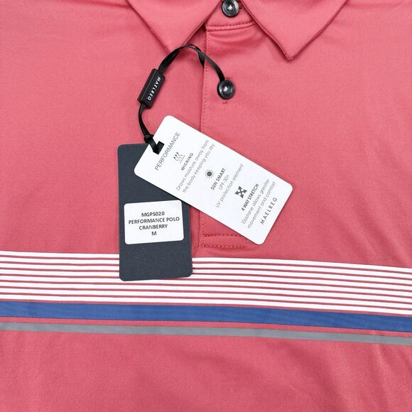 MAELREG Golf Polo Shirt Mens Size Medium Performance Stretch Cranberry Pink NEW‎ - Picture 7 of 11